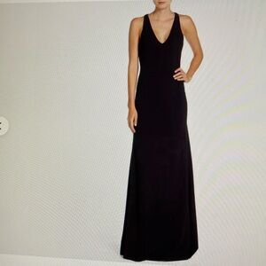 Vera Wang  Black formal Scuba Crepe Gown with lace Side Panels size 10